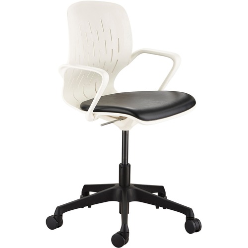 Safco Chair, 17"-20"H Seat, 26"x26"x38", Black Vinyl/White Shell