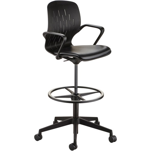 Safco Chair, 22"-32"H Seat, 29"x29"x48", Black Vinyl/Shell