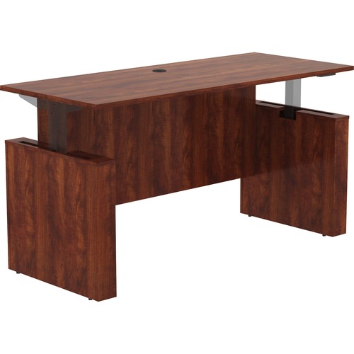 Lorell Sit-Stand Desk Shell, Essentials, 72"x29"x29"-49", Cherry
