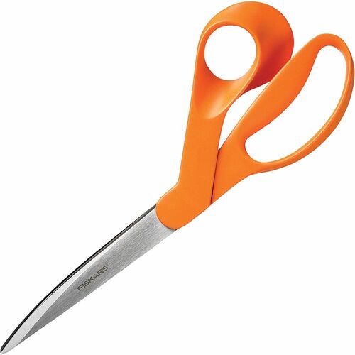 Fiskars Scissors, Office, Heavy-Duty, Bent Handle, RH, 9",Orange