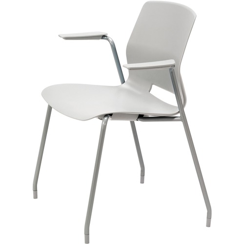 KFI Seating Chair,4-leg,w/ Arms,Poly Shell,25"x20-1/2"x31-7/10",Light GY