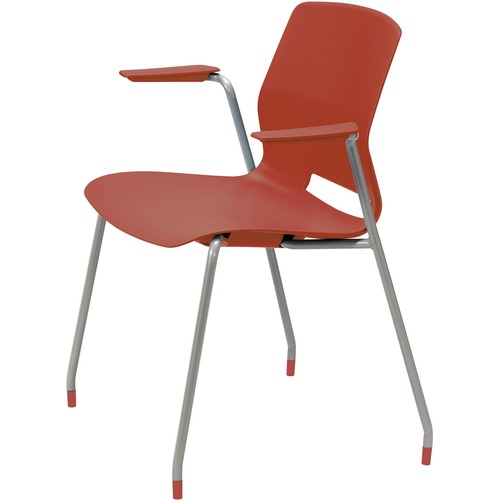 KFI Seating Chair,4-leg,w/ Arms,Poly Shell,25"x20-1/2"x31-7/10" Coral