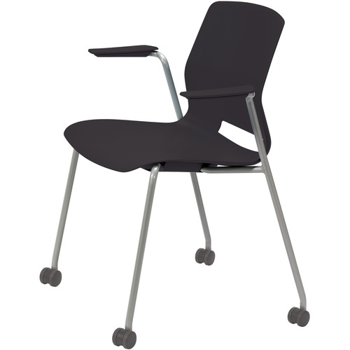 KFI Seating Chair, w/ Arms, 4-leg, Casters, 22"x19-7/10"x31-7/10", BK
