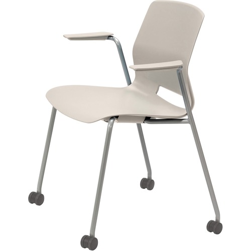 KFI Seating Chair, w/ Arms, 4-leg, Casters, 22"x19-7/10"x31-7/10", LBGE