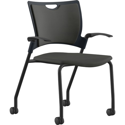 9to5 Seating Stack Chair,w/Arms/Casters,25"x26"x33",Onyx Fabric/BK Frame