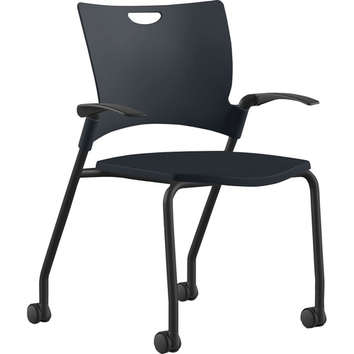 9to5 Seating Stack Chair,w/Arms/Casters,25"x26"x33",BK Plastic/BK Frame