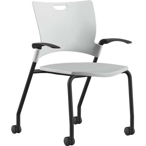 9to5 Seating Stack Chair,w/Arms/Casters,25"x26"x33",WE Plastic/BK Frame