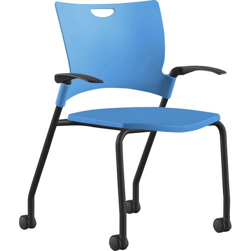 9to5 Seating Stack Chair,w/Arms/Casters,25"x26"x33",BE Plastic/BK Frame