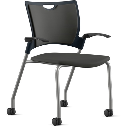 9to5 Seating Stack Chair,w/Arms/Casters,25"x26"x33",Onyx Fabric/SR Frame