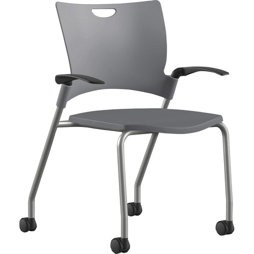 9to5 Seating Stack Chair,w/Arms/Casters,25"x26"x33",GY Plastic/SR Frame