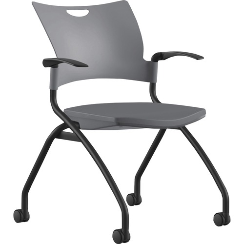 9to5 Seating Nesting Chair,w/Arms/Casters,25"x26"x33",GY Plastic/BK Frame