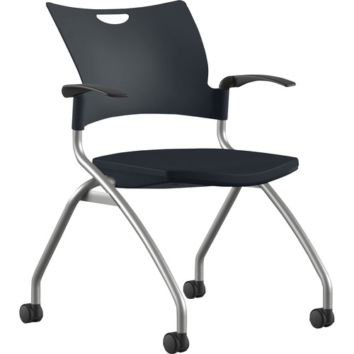 9to5 Seating Nesting Chair,w/Arms/Casters,25"x26"x33",BK Plastic/SR Frame