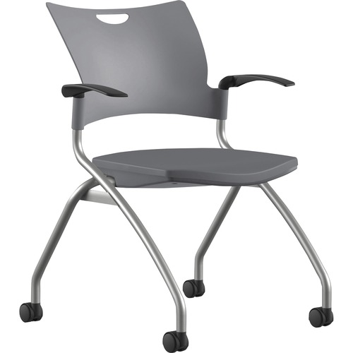 9to5 Seating Nesting Chair,w/Arms/Casters,25"x26"x33",GY Plastic/SR Frame