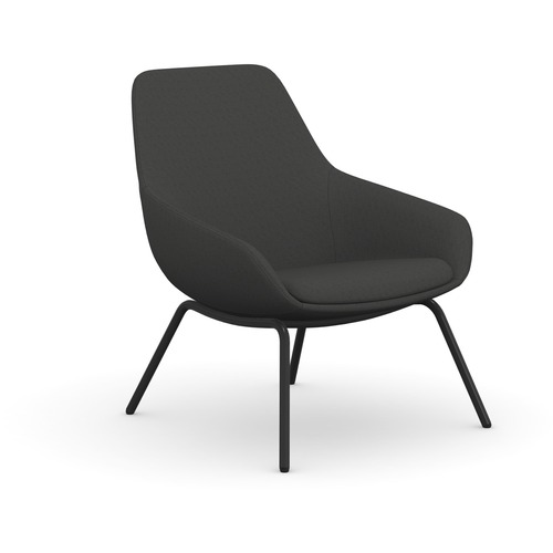 9to5 Seating Lounge Chair,w/Arms,4-Leg,27"x29"x33",GY Fabric/BK Legs