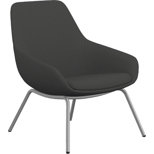 9to5 Seating Lounge Chair,w/Arms,4-Leg,27"x29"x33",GY Fabric/SR Legs