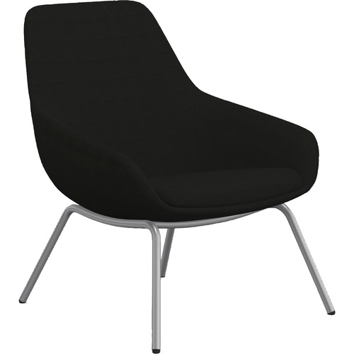 9to5 Seating Lounge Chair,w/Arms,4-Leg,27"x29"x33",Onyx Fabric/SR Legs