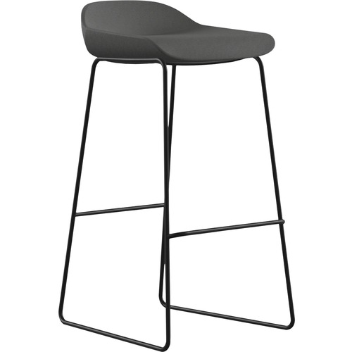 9to5 Seating Bar Stool, Sled Base, 16"x16"x33", Gray Fabric/Silver Frame