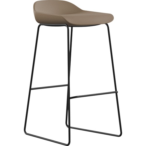 9to5 Seating Bar Stool, Sled Base, 16"x16"x33", Latte Fabric/Black Frame