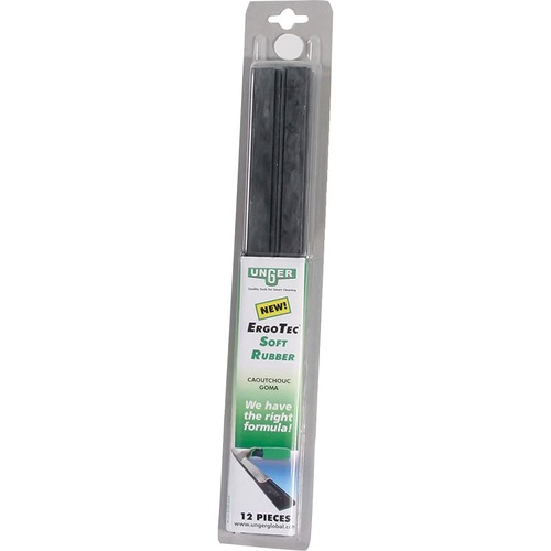 Unger Blister Pack, Soft Rubber, 16"L, 12/PK, Black