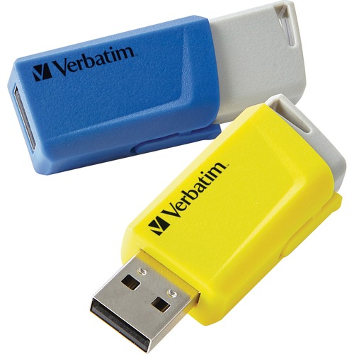 Verbatim USB Drive, Store'n'Click, 16GB, 2/PK, Blue/Yellow
