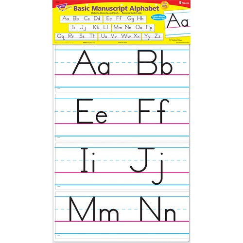 Trend Enterprises Alphabet Bulletin Brd Set,Manuscript,6-1/4"x22-1/4',9-pc,MI