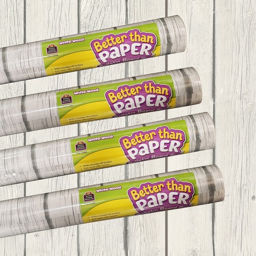 Teacher Created Resources Bulletin Board Roll, 4'Wx12'H, 4/PK, White/Gray