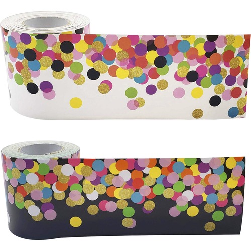 Teacher Created Resources Border Trim, Confetti, 3"Wx50'L, 2 RL/ST, Multi