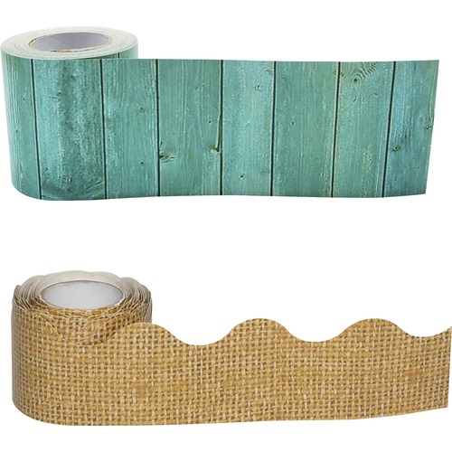 Teacher Created Resources Border Trim, Shabby Chic, Burlap, 3"Wx50'L, 2/ST, Multi