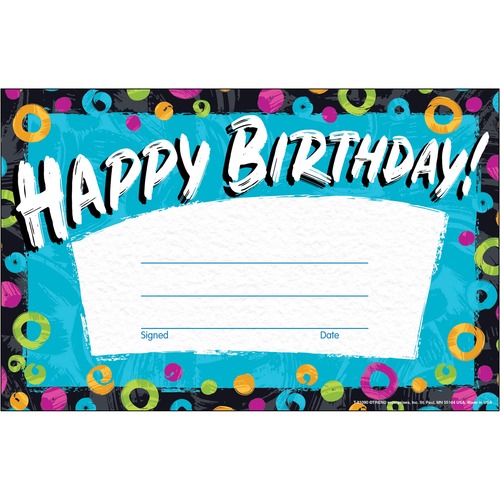 Trend Enterprises Certificate, f/Birthday, Color Harmony, 5-1/2"x8-1/2", 30/PK