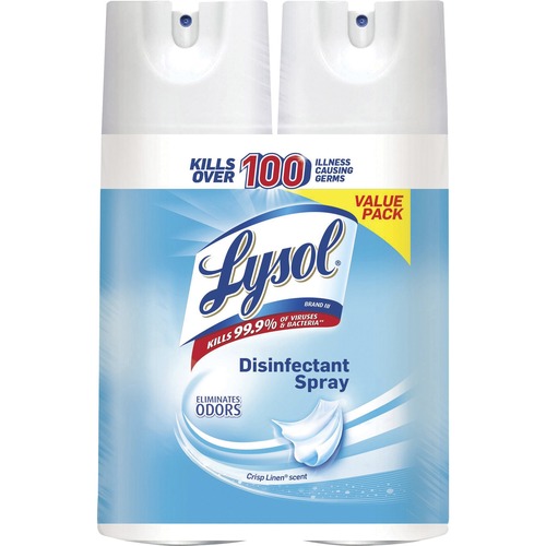 Reckitt Benckiser Disinfectant Spray, Crisp Linen, 12.5 oz, 2/PK, Clear