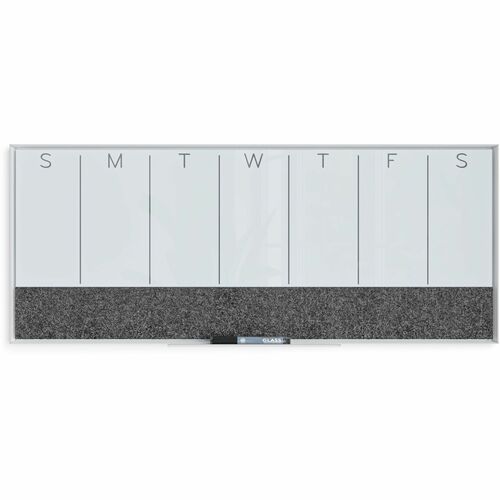 U Brands Dry-Erase Calendar, Glass, Weekly, 35"x1"x14-1/4", White