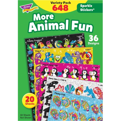 Trend Enterprises Sticker Variety Pack, Sparklers, Animals, 37 Designs, 648/PK