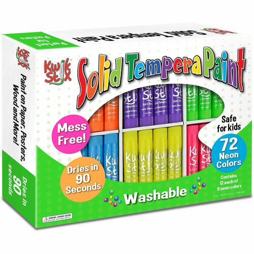 The Pencil Grip Tempera Paint Sticks, Kwik Stix, 72/BX, AST Neon