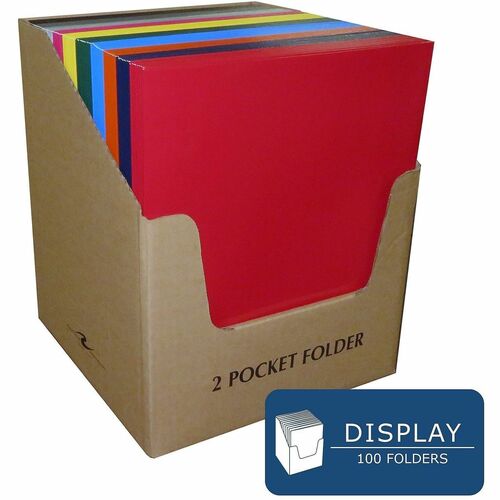 Roaring Spring Paper Products Portfolio, 2-Pocket, Laminated, 9-1/2"x11-3/4", 100/CT, AST
