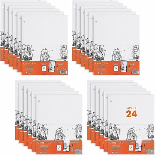 Roaring Spring Paper Products Engineering Pad,Whitelines,3HP,20 lb,8-1/2"x11",24/CT,LGY
