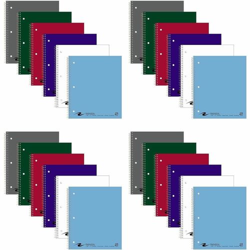 Roaring Spring Paper Products Notebook,2Subj,3HP,College-Rld,100Sht,9"x11",24/CT,AST