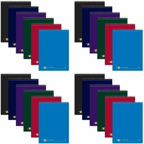 Roaring Spring Paper Products Notebook,Wirebnd,College-Rld,80Sht,8-1/2"x11-1/2",24/CT,AST