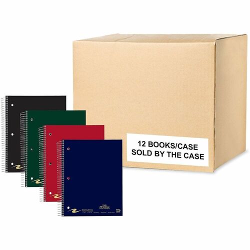 Roaring Spring Paper Products Notebook,5Subj,3HP,200Sht,15 lb,8-1/2"x11",12/CT,AST