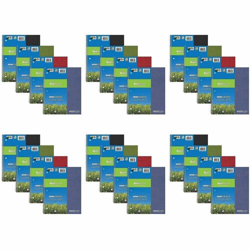 Roaring Spring Paper Products Notebook, 1-Subj, 100 Sht, Wire-bound, 9"x11", 24/CT, AST