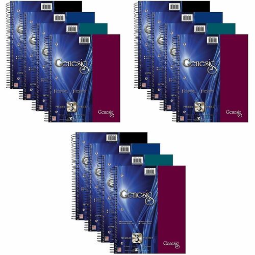 Roaring Spring Paper Products Notebook,Wire-Bd,3-Sub,College-Rld,150Shts,9"x11",12/CT,AST