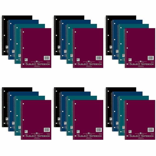 Roaring Spring Paper Products Notebook,3HP,Wide-Ruled,70 Sht,10-1/2"x8",24/CT,AST