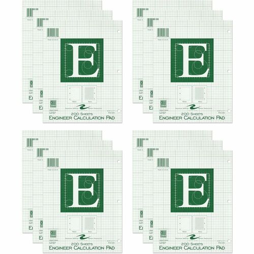 Roaring Spring Paper Products Calculation Pad,3HP,5x5-Rld,200-Sht,15lb.8-1/2"x11",24/CT,GN