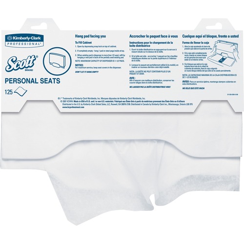 Kimberly-Clark Professional Scott Toilet Seat Covers, 15"x17", 125/PK, White