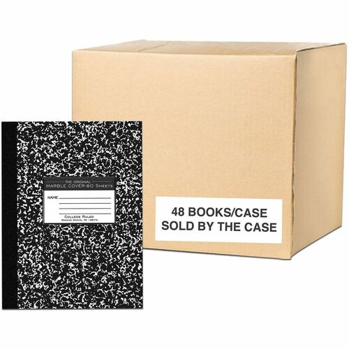 Roaring Spring Paper Products Comp Book, College-Ruled,80 Shts,10-1/4"x7-3/4",48/CT,BK