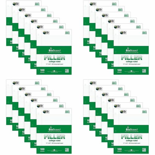 Roaring Spring Paper Products Filler Paper,College-Rld,8-1/2"x11",100Sht/PK,48PK/CT,WE
