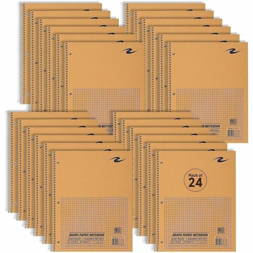 Roaring Spring Paper Products Notebook,Wire,4x4 Rld,3HP,8-1/2"x11",50 WE Sht,24/CT,BN