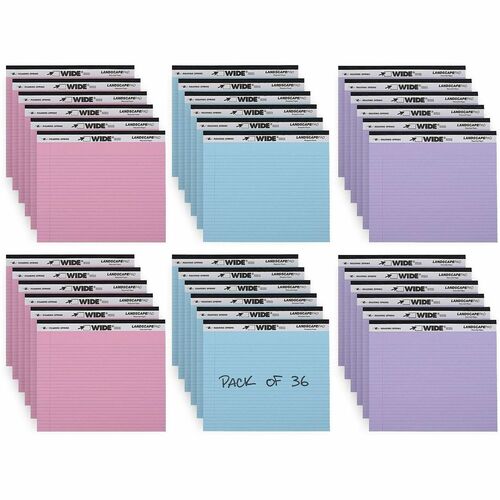 Roaring Spring Paper Products Writing Pad,Legal-Rld,3 Colors,50-Sht,11"x9-1/2",12/CT,AST