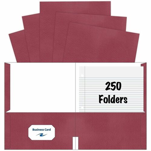 Roaring Spring Paper Products Folders,w/2 Pockets,Embossed,9-1/2"x11-3/4",25/BX,10/CT,RD