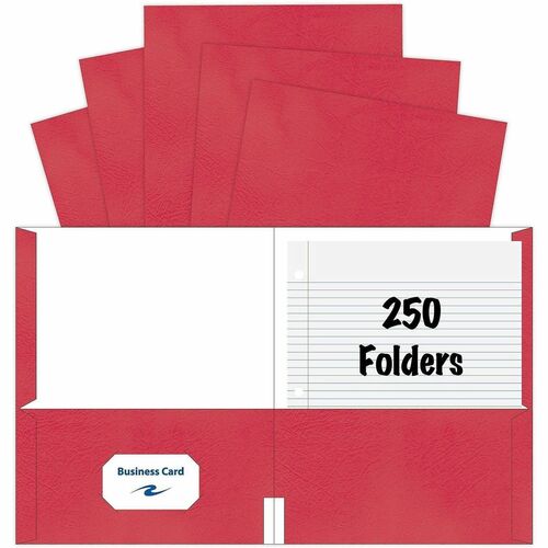 Roaring Spring Paper Products Folders,w/2 Pockets,Embossed,9-1/2"x11-3/4",25/BX,10/CT,RD
