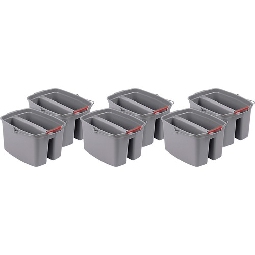 Rubbermaid Commercial Products Utility Pail,Double,19-Qrt,18-1/8"x10-1/8"x17-3/4",6/CT,GY